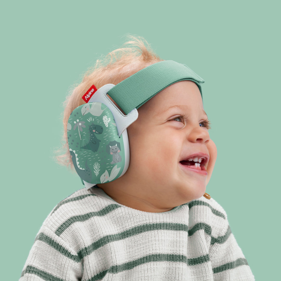 Baby wearing muffy baby in special happy dino edition
