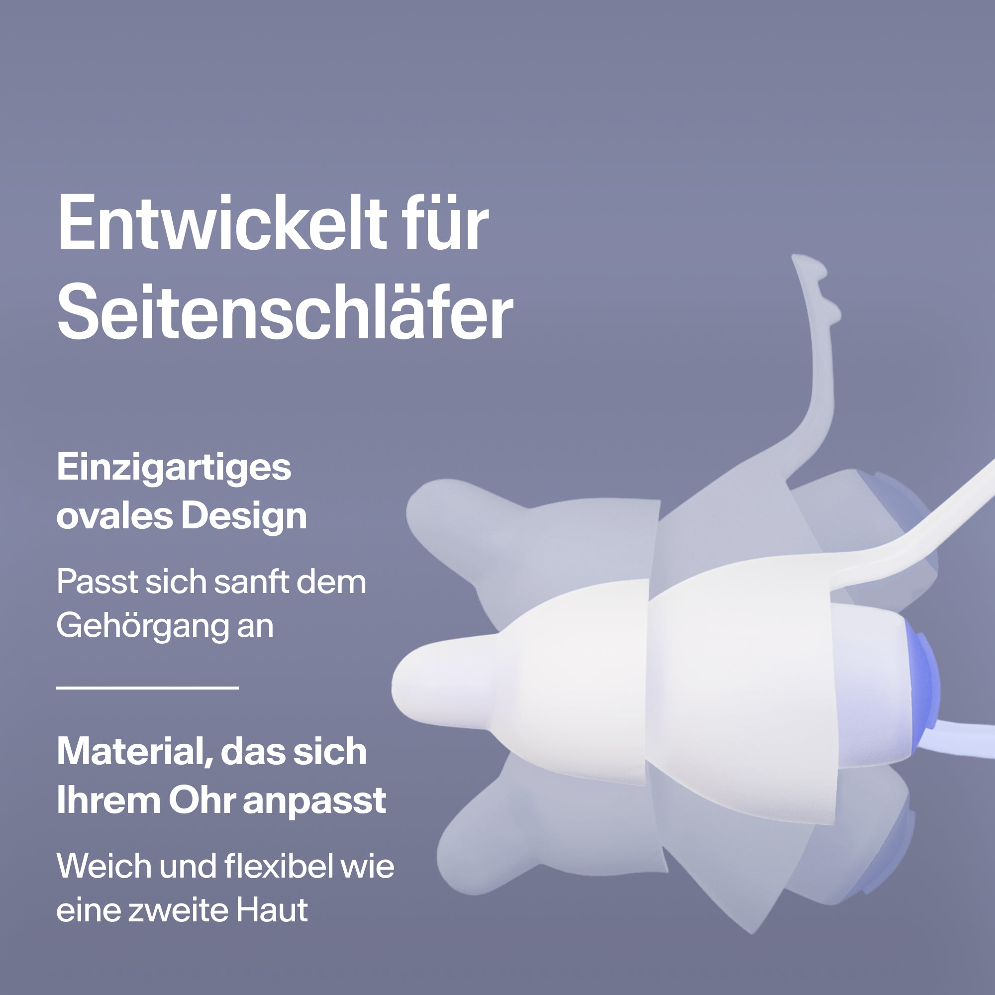Ovale Alpine SleepDeep Ohrstöpsel in Größe L für Seitenschläfer, aus weichem, flexiblem Material, das sich dem Ohr anpasst