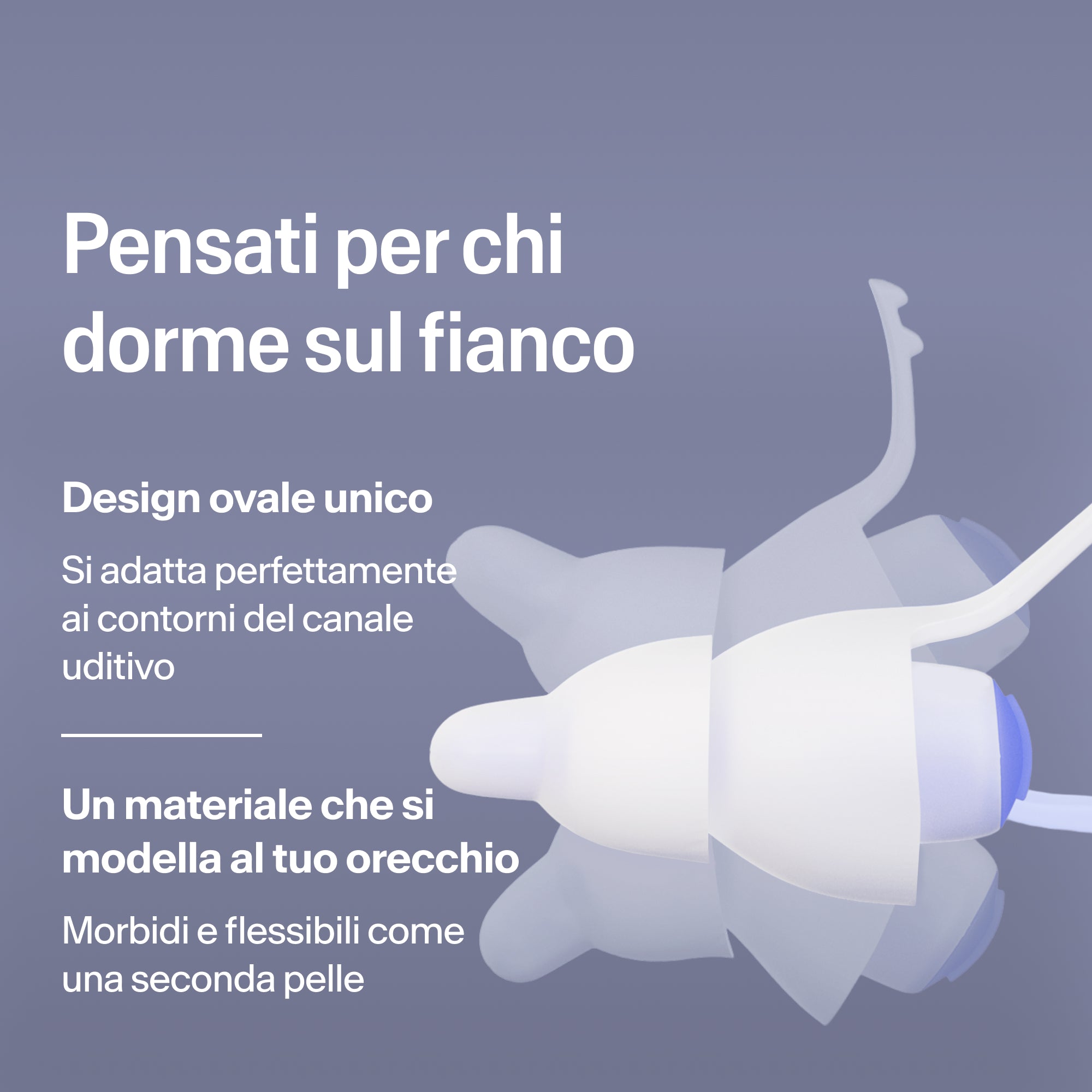 Tappi ovali Alpine SleepDeep taglia L per chi dorme sul fianco, in materiale morbido e flessibile che si adatta all&
