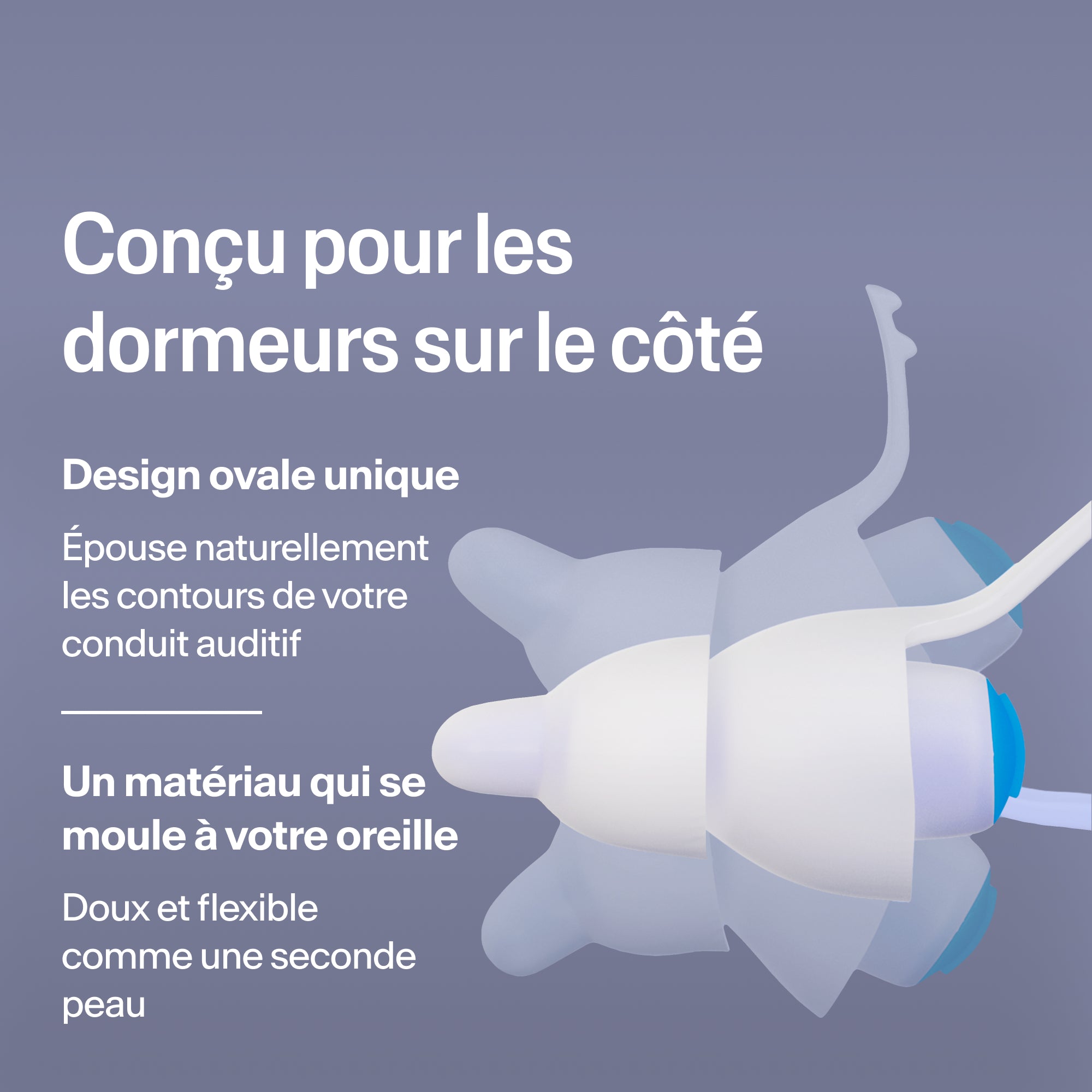 Bouchons ovales Alpine SleepDeep taille M pour dormeurs sur le côté, en matière souple et flexible qui épouse l&