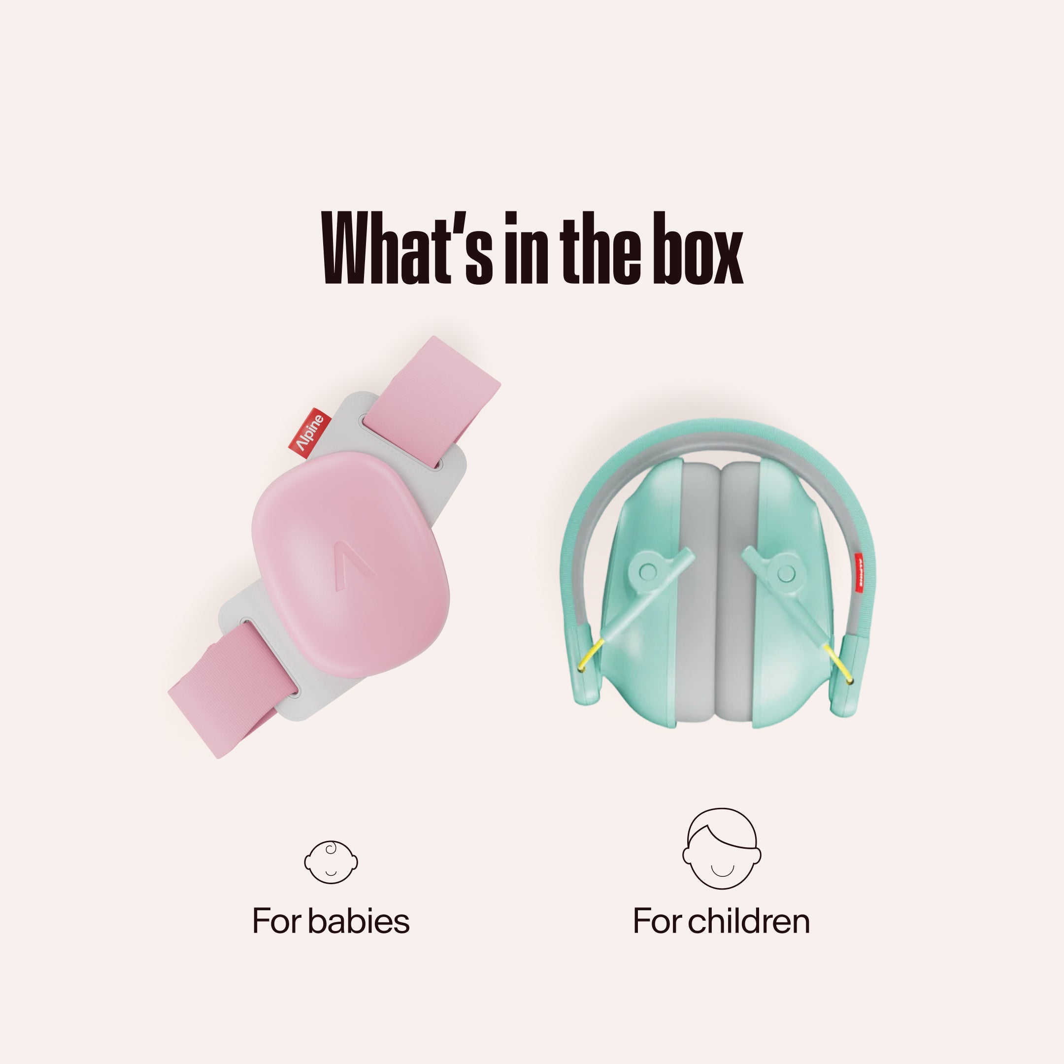 Alpine Muffy Baby and Alpine Muffy Kids earmuffs under the text &