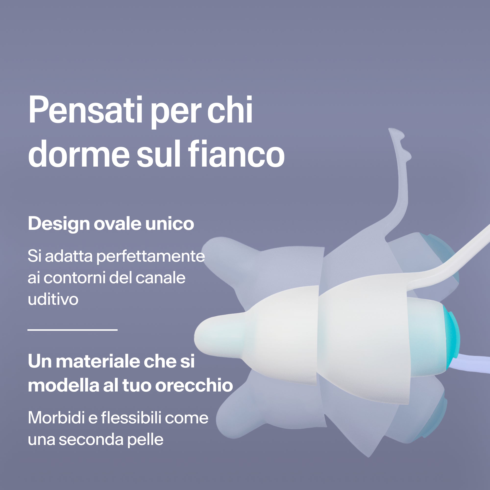Tappi ovali Alpine SleepDeep taglia S per chi dorme sul fianco, in materiale morbido e flessibile che si adatta all&