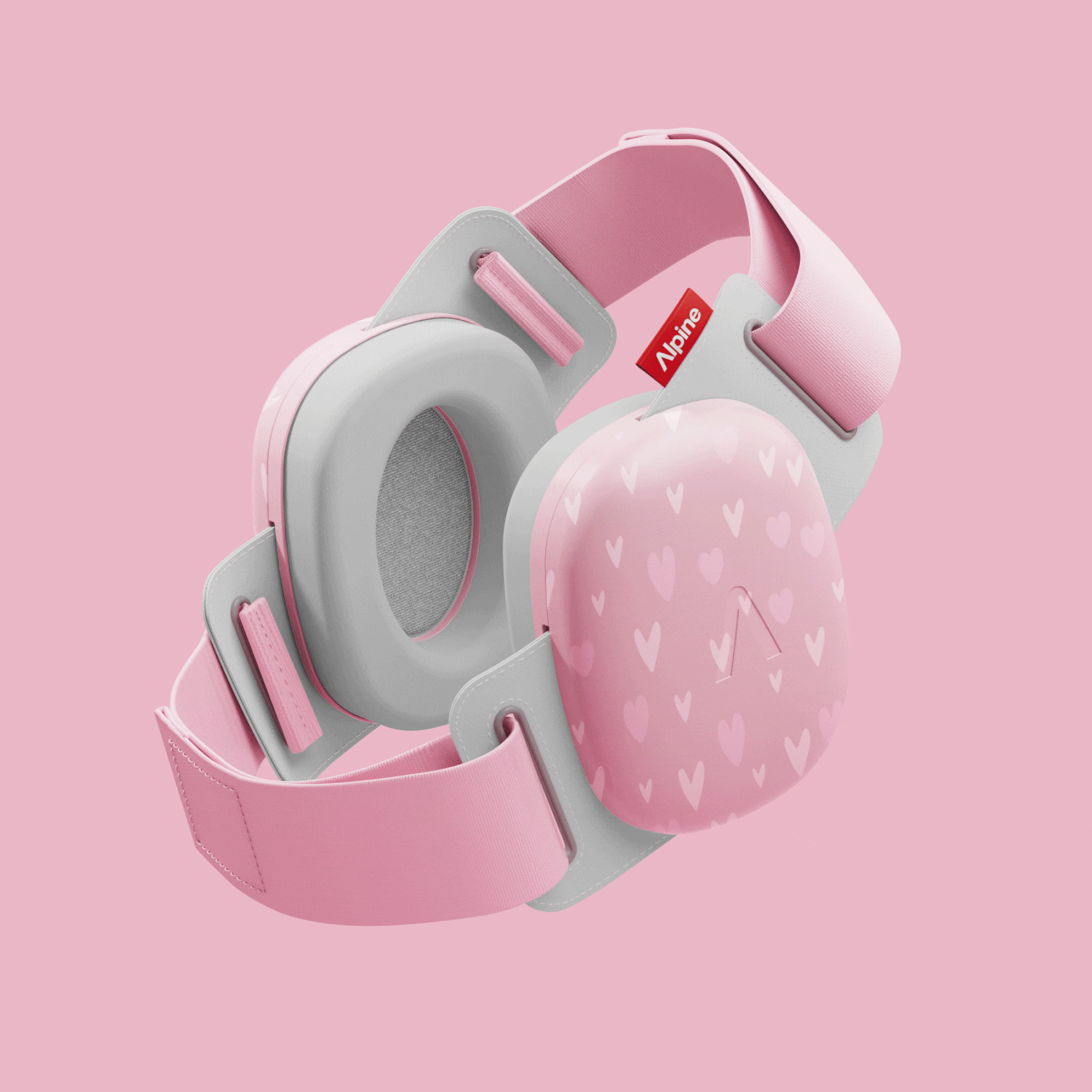 Alpine Muffy Baby in sweet-hearts, displaying different headband color options