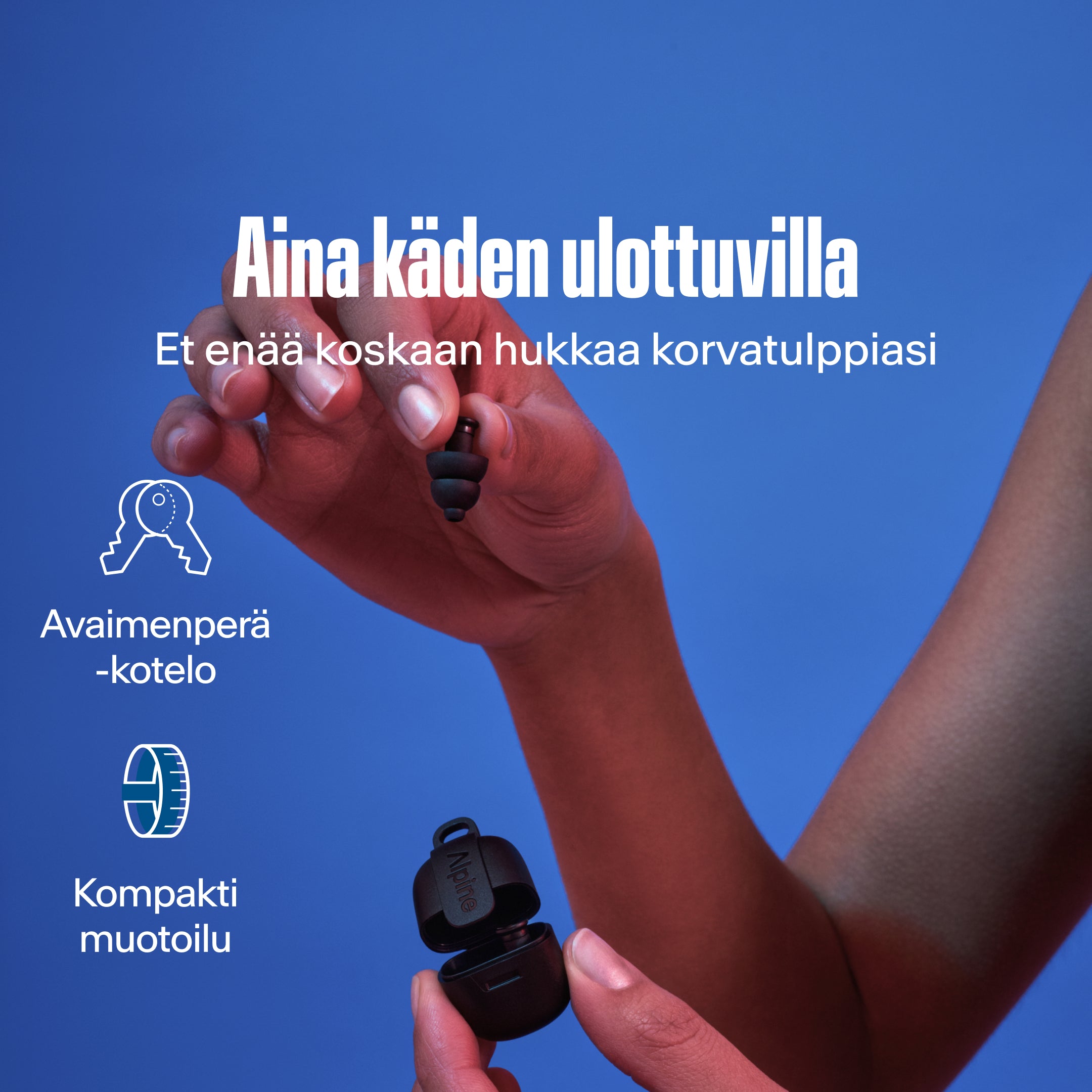 Alpine PartyPlug musta: avaimenperäkotelo, kompakti muotoilu, älä koskaan hukkaa korvatulppiasi