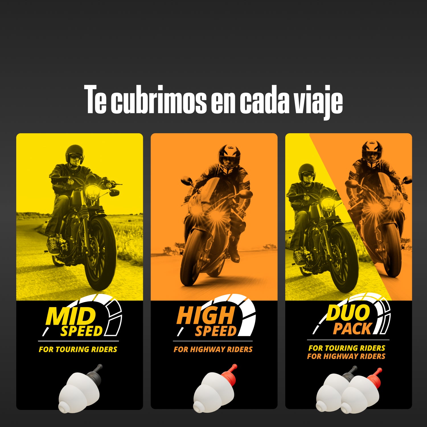 Tres versiones de Alpine MotoSafe bajo el texto &