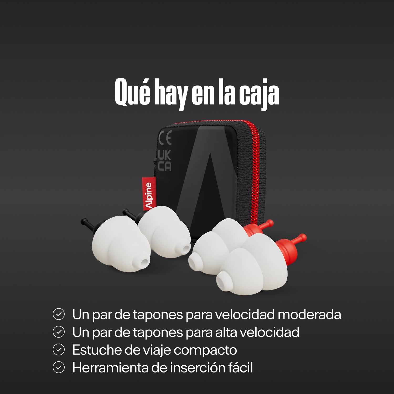 Tapones Alpine MotoSafe Duo y estuche bajo el texto &