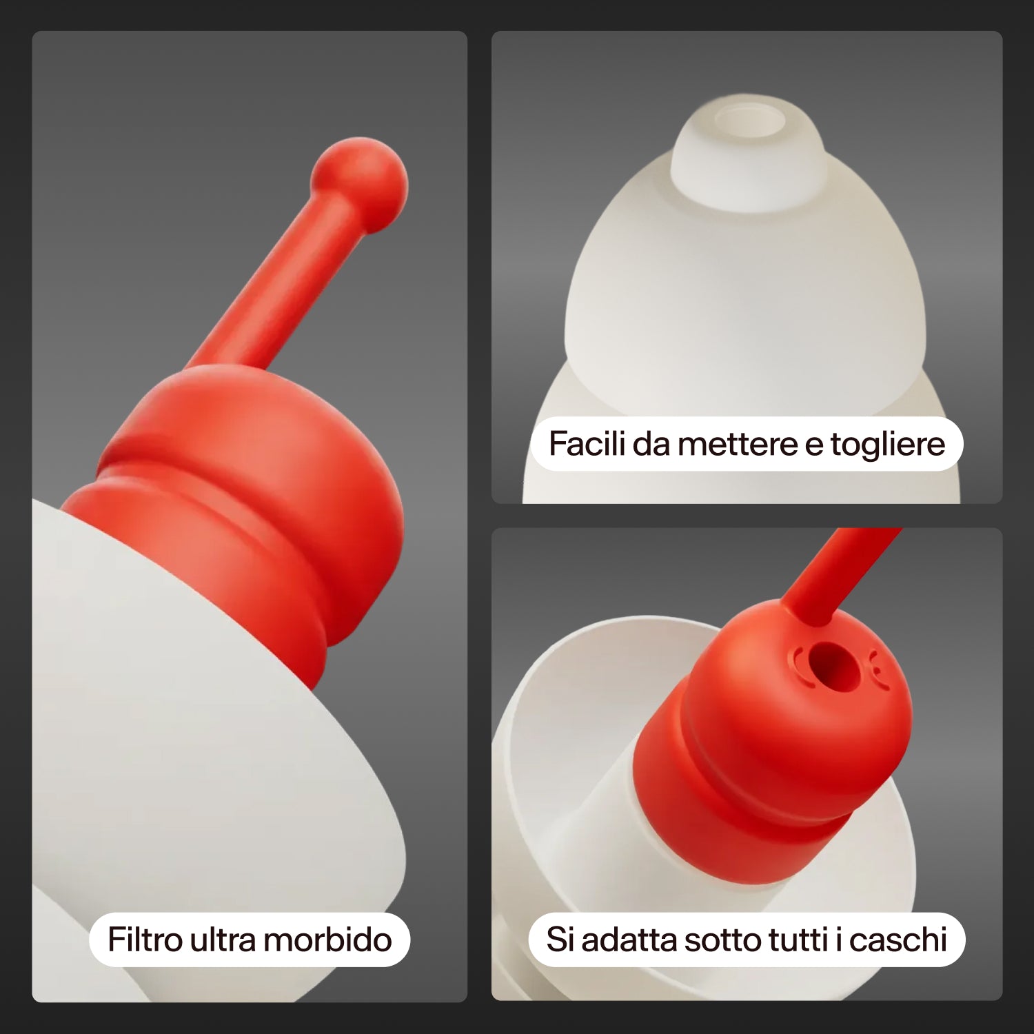 Primi piani dei tappi Alpine MotoSafe Sport con le scritte &