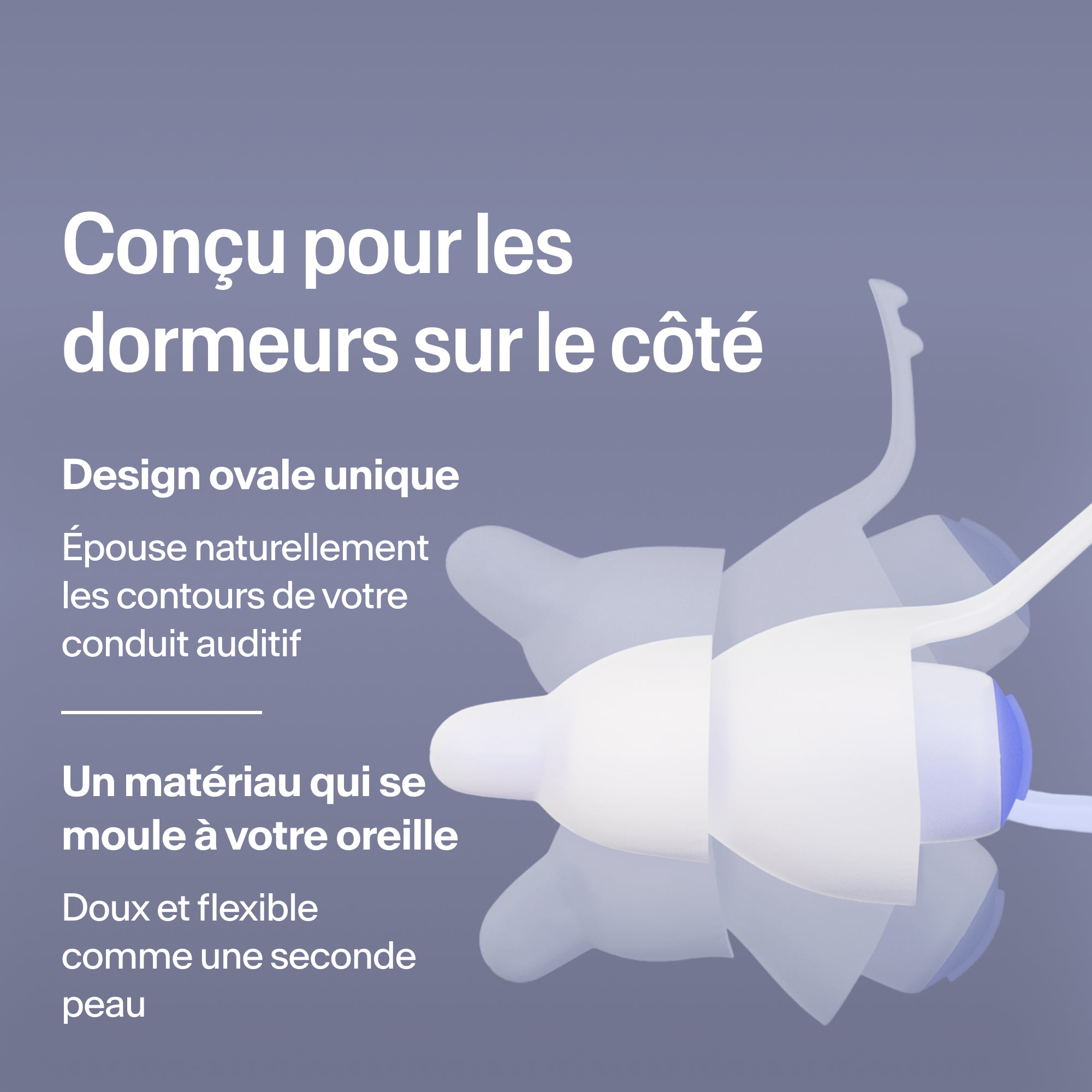 Bouchons ovales Alpine SleepDeep taille L pour dormeurs sur le côté, en matière souple et flexible qui épouse l&