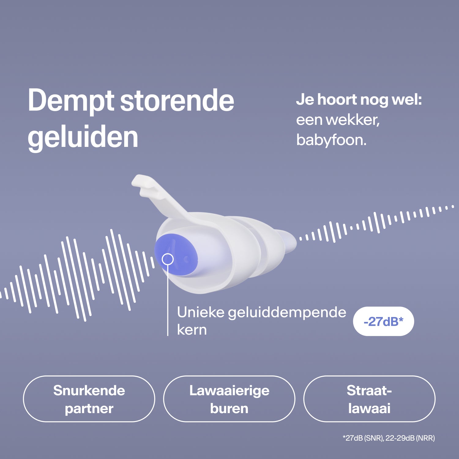 Ovale Alpine SleepDeep oordopjes in maat L voor zijslapers, van zacht, flexibel materiaal dat zich naar het oor vormt  