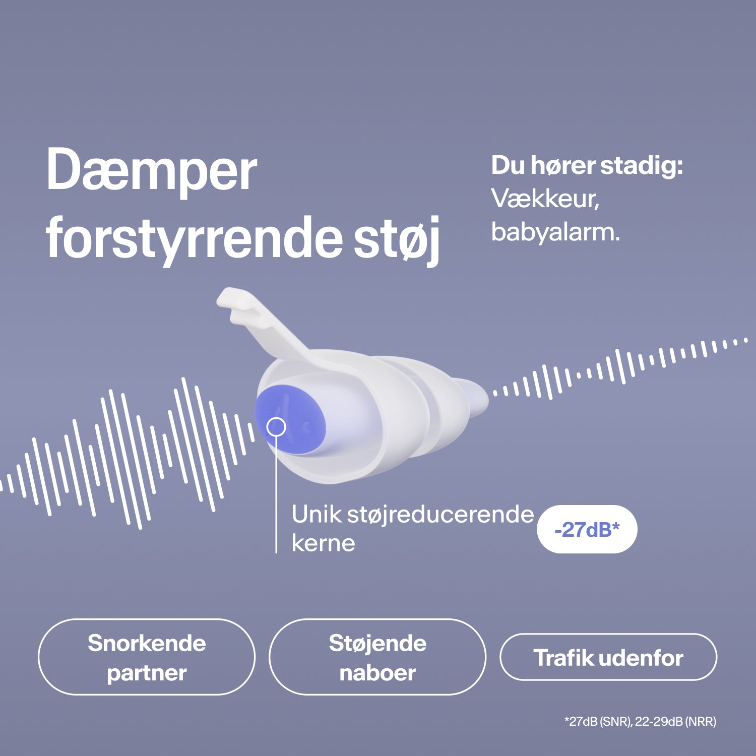 Ovale Alpine SleepDeep Multisize ørepropper til sidesovere, af blødt, fleksibelt materiale, der former sig efter øret 