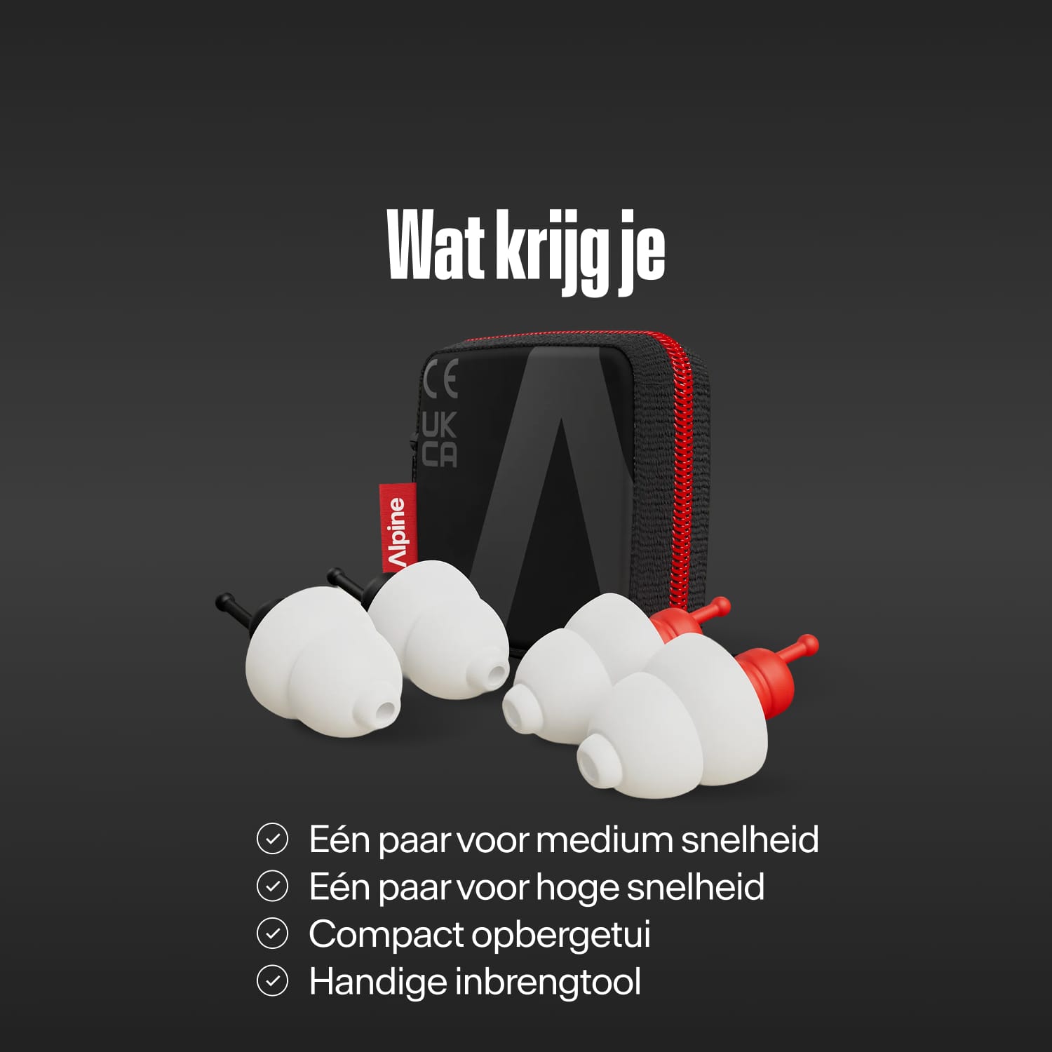 Alpine MotoSafe Duo oordoppen en etui onder de tekst &