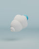 Alpine SwimSafe product animation, 3D render of a white earplug with blue tip