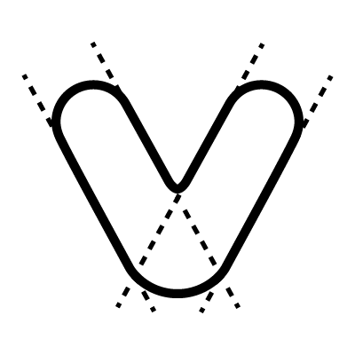 Icon showing v-sahpe fit and design